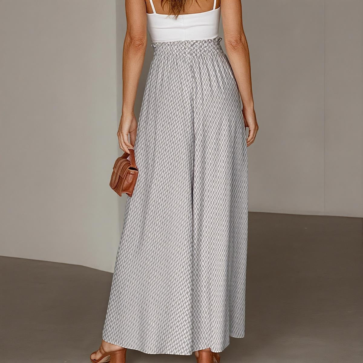 All-Over Print Women's Ruffled Wide-Leg Pants