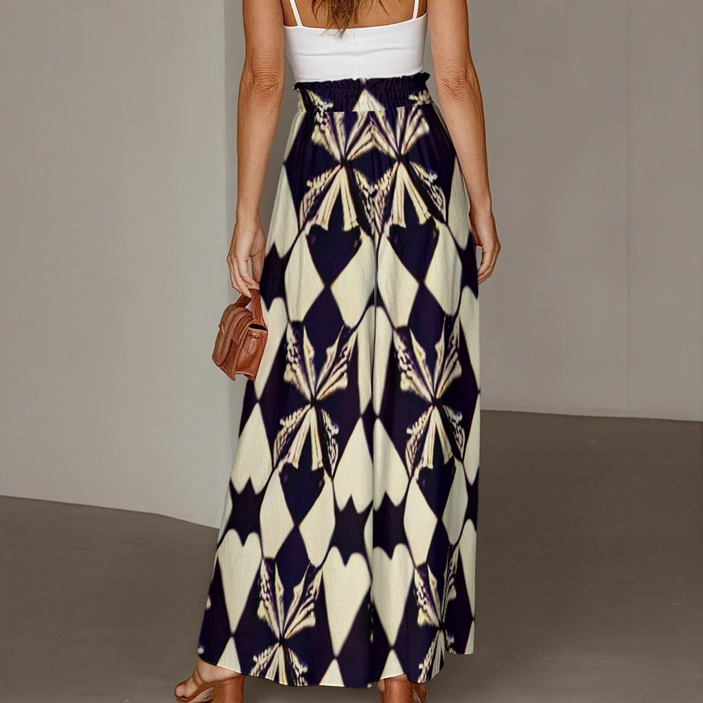 All-Over Print Women's Ruffled Wide-Leg Pants