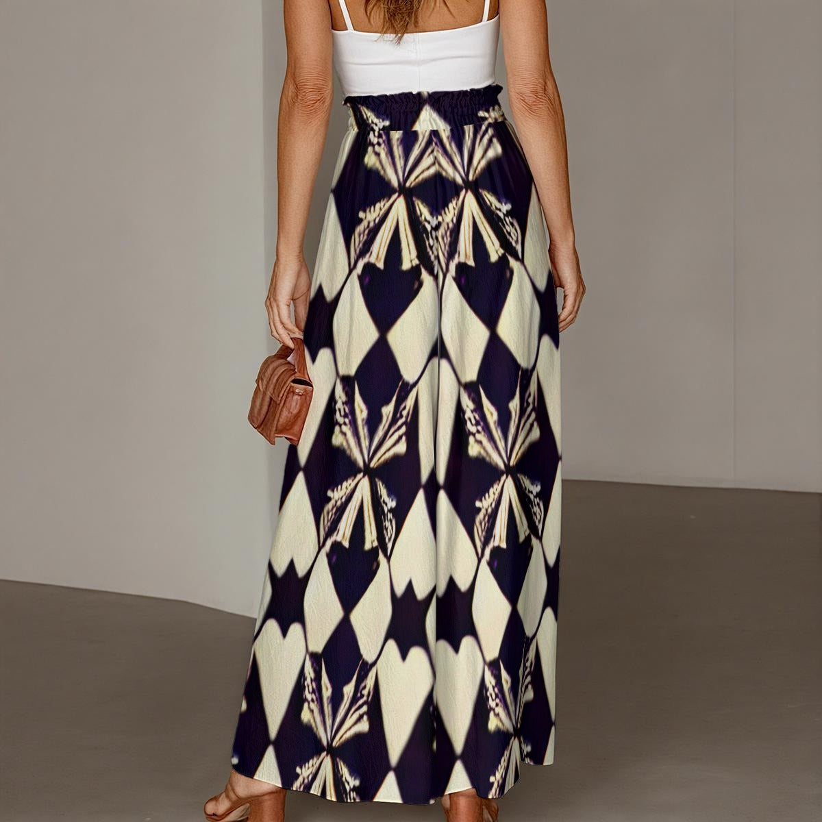 All-Over Print Women's Ruffled Wide-Leg Pants