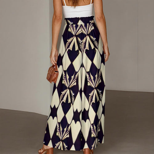 All-Over Print Women's Ruffled Wide-Leg Pants