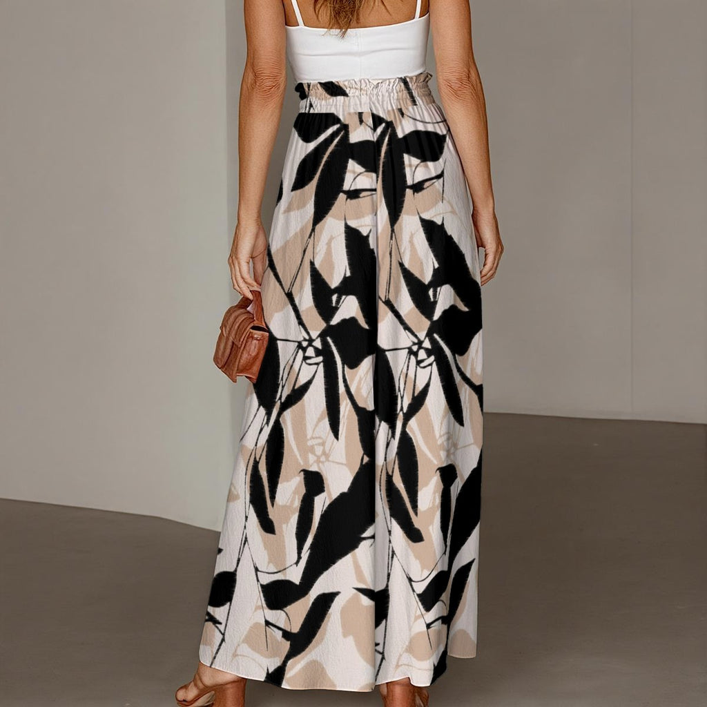 All-Over Print Women's Ruffled Wide-Leg Pants