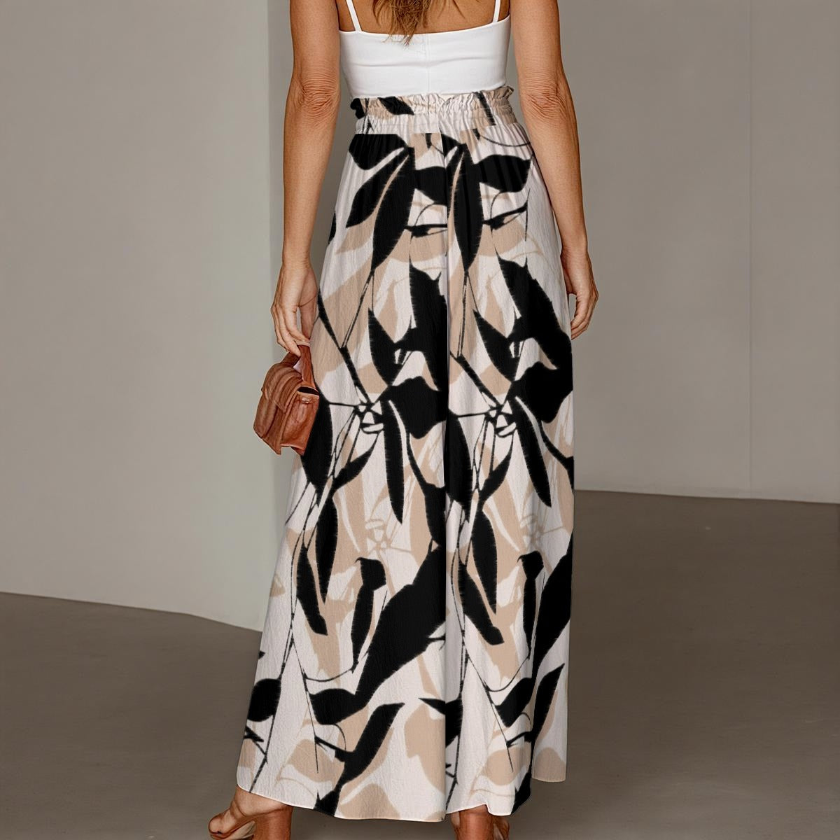 All-Over Print Women's Ruffled Wide-Leg Pants